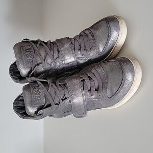 Ash Wedge High Top Sneaker 40 Distressed Silver/Grey